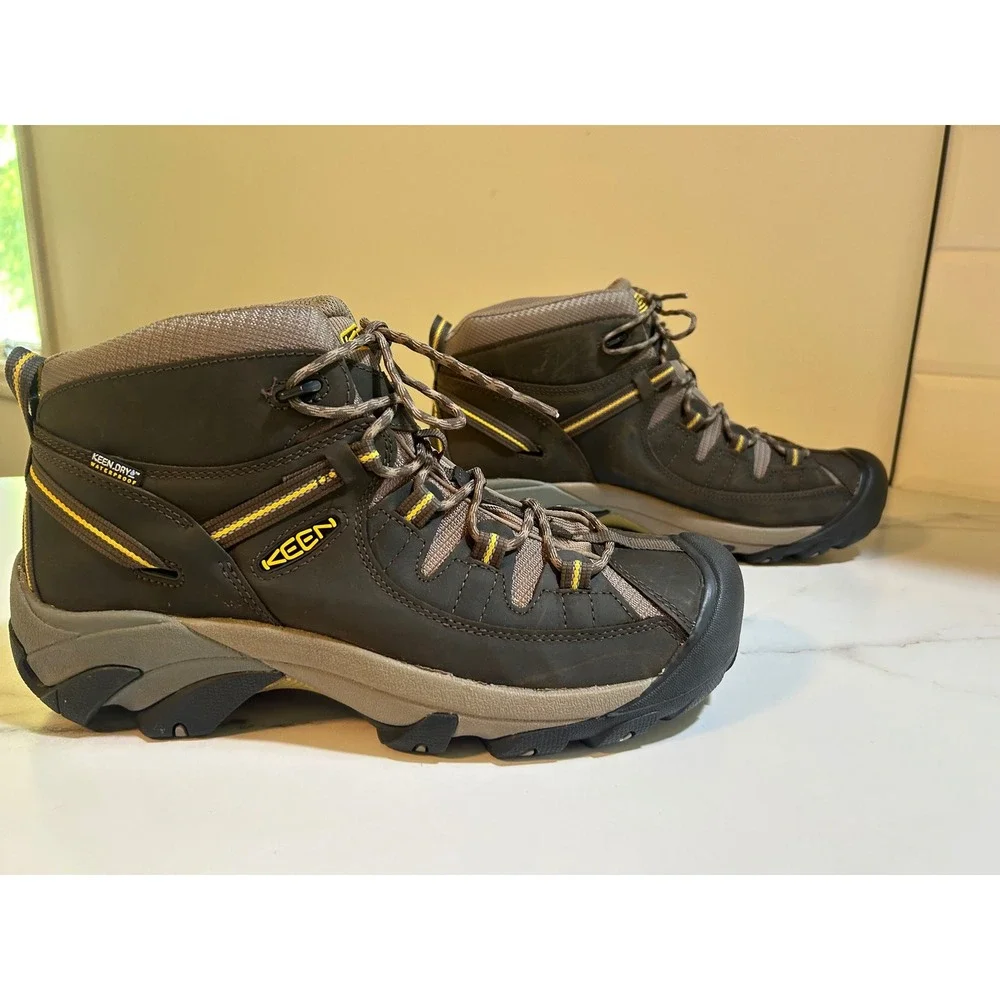 Keen Targhee II Mid Waterproof Hiking Boots Mens 13 Brown Yellow 1002375
